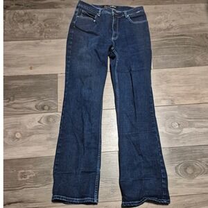 FUBU The Collection Womens Dark Wash Straight Leg Stretch Jeans Blue Size 7/8